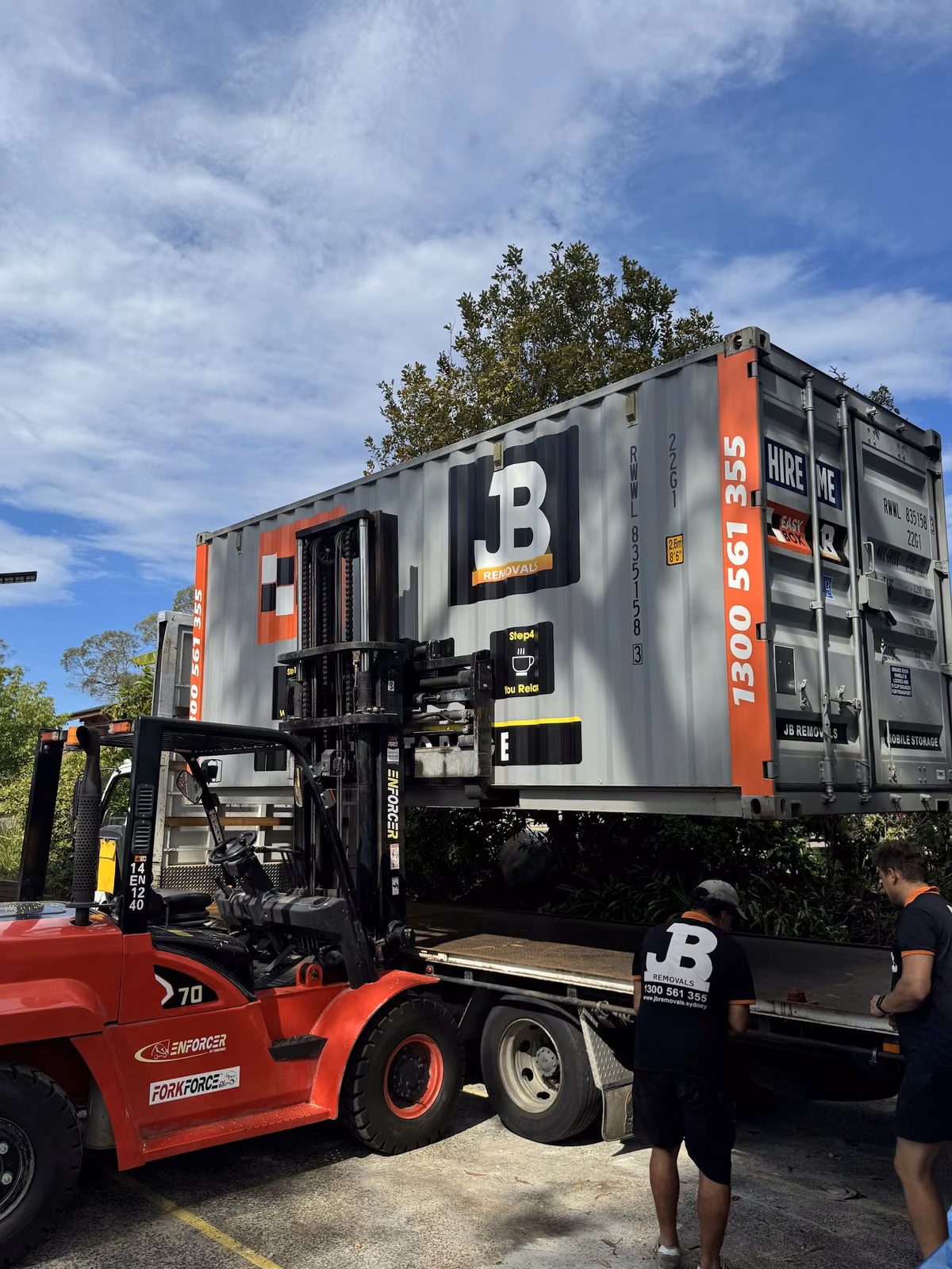 JB crew, forklift and mobile storage module during a specialist operation