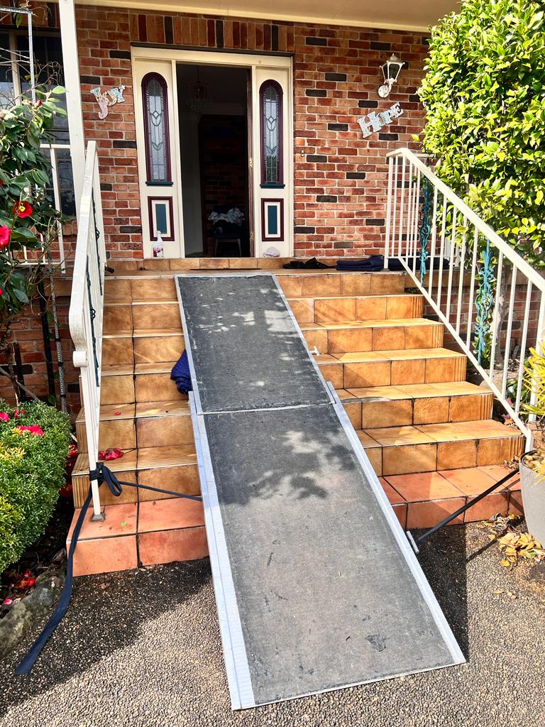 Custom temporary ramp over steps for a Northern Beaches spa move