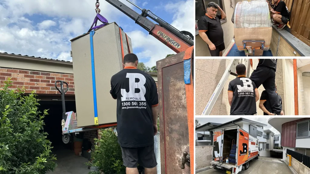 JB Removals crew using specialist lifting equipment on a difficult-access move