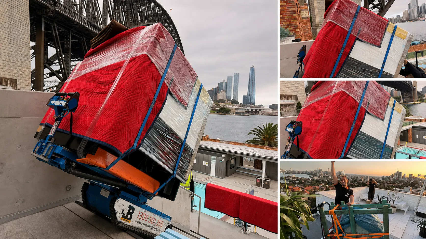 JB Removals using a stair-climbing machine for an extreme-access move near Sydney Harbour