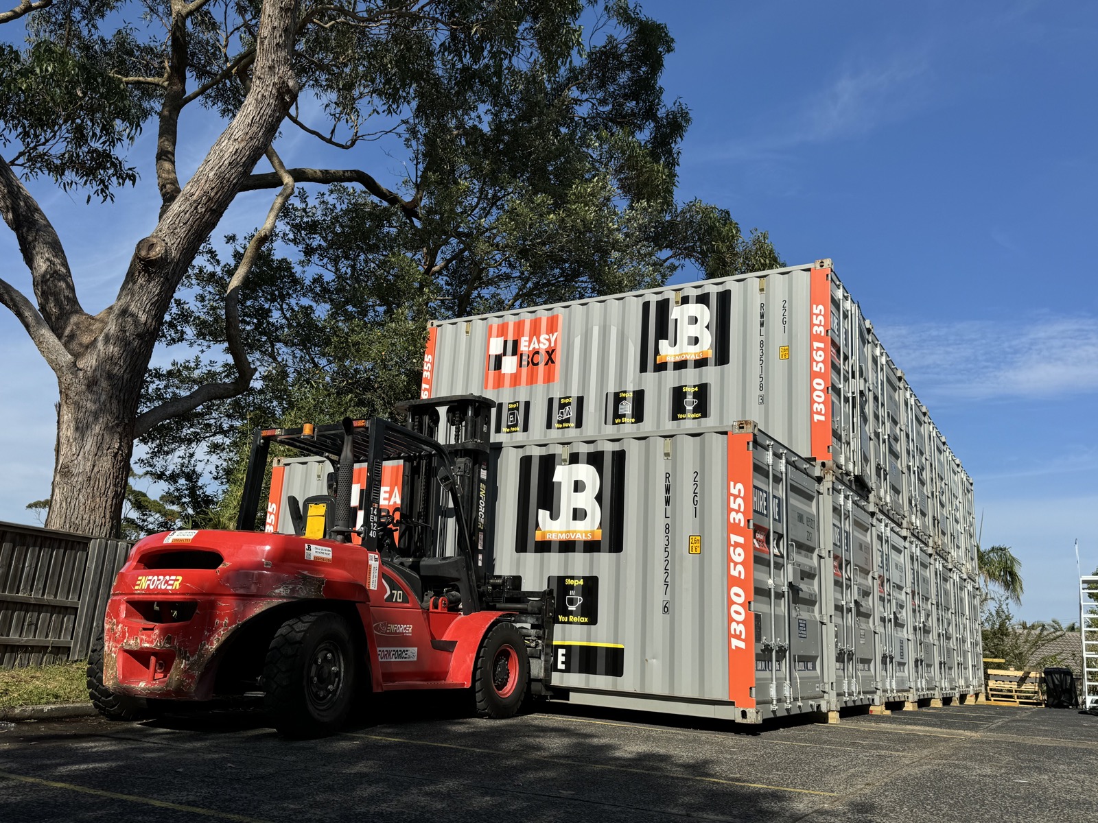 JB Removals EasyBox mobile storage containers for a staged Sydney move